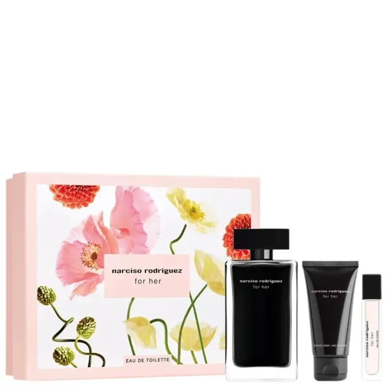 عطر نارسيسو رودريغيز فور هير للنساء من نارسيسو رودريغيز – مجموعة أو دو تواليت 100 مل + بخاخ صغير 10 مل + لوشن للجسم 50 مل