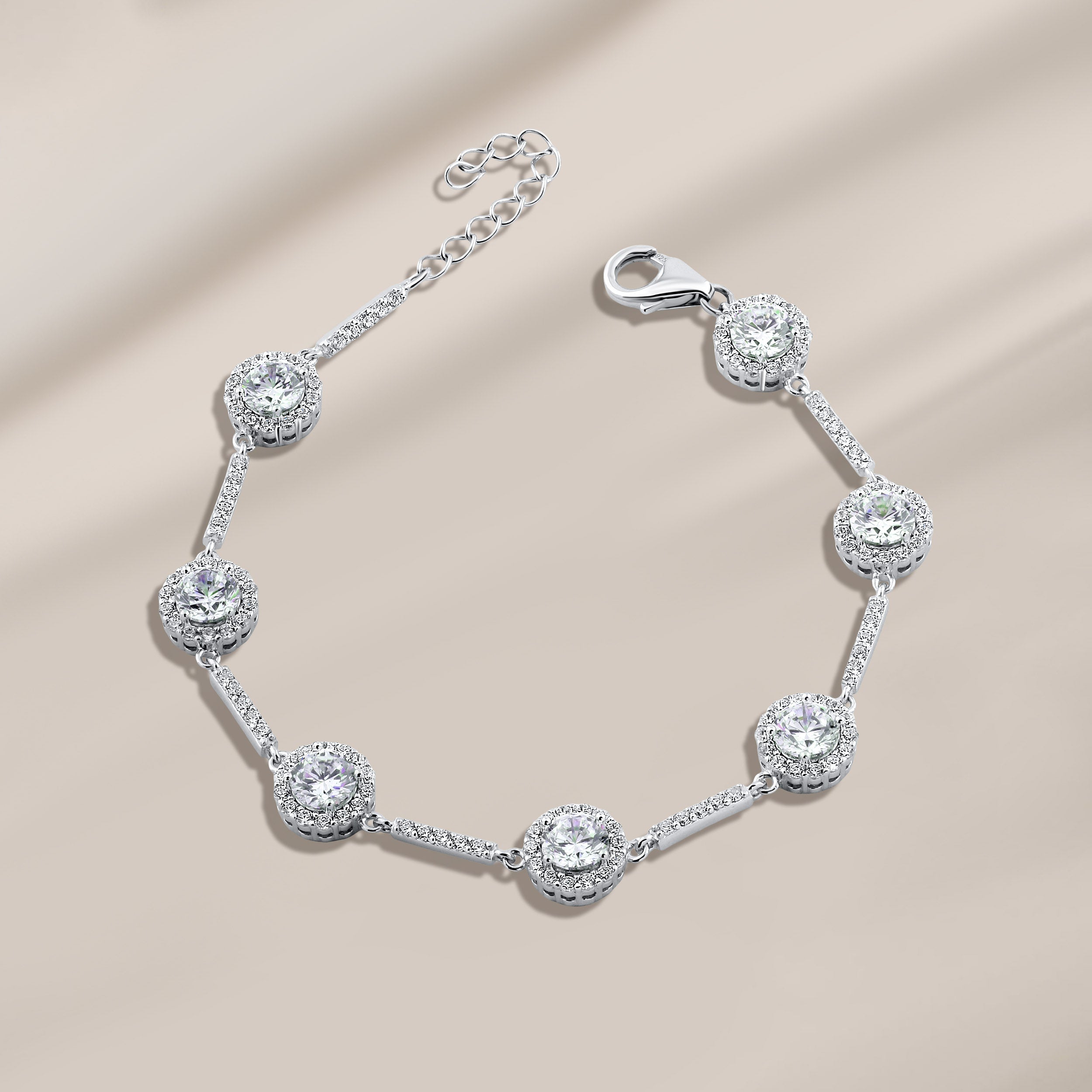 انسيال فضة عيار 925 بتصميم دوائر مرصعه بفوص زركون