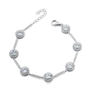 انسيال فضة عيار 925 بتصميم دوائر مرصعه بفوص زركون