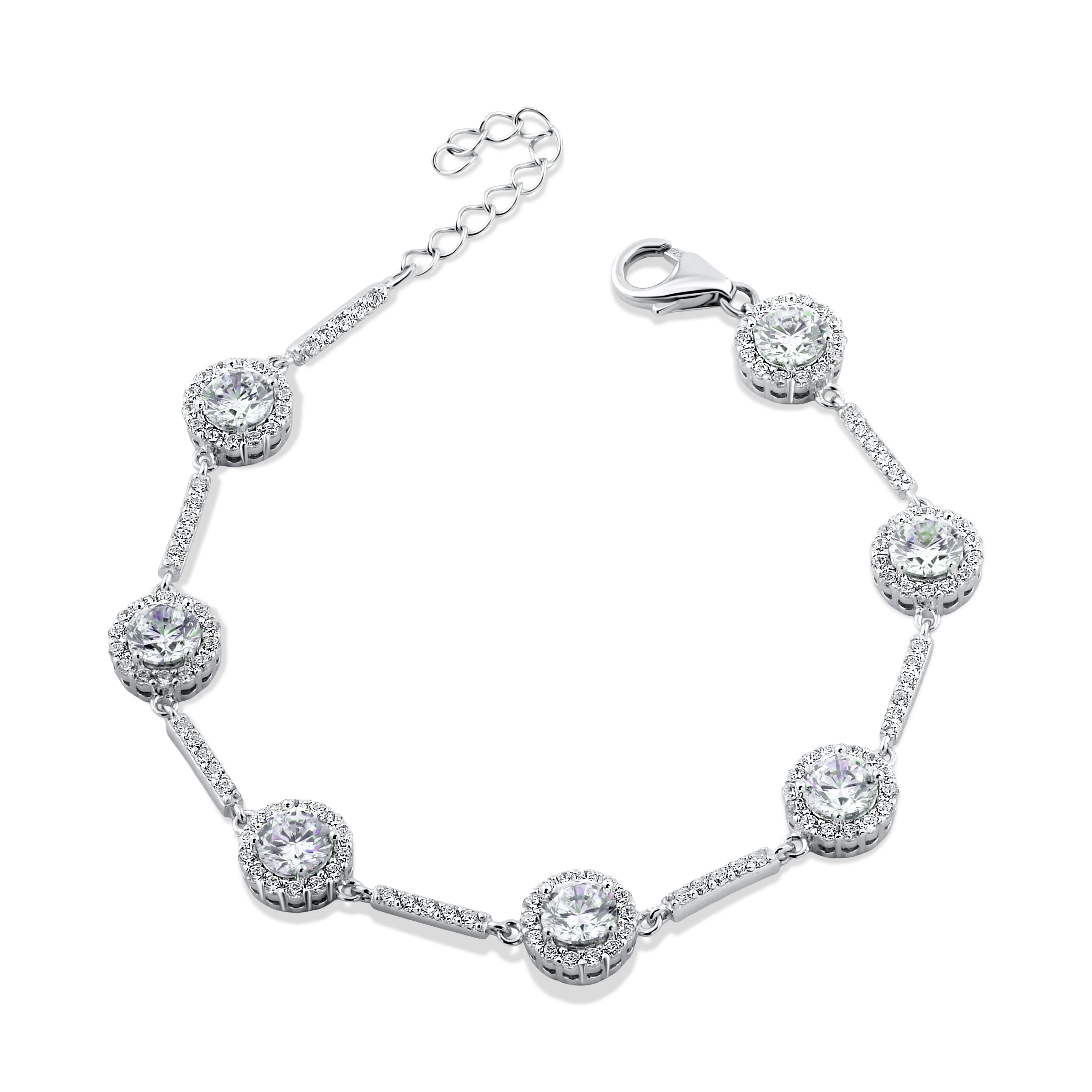 انسيال فضة عيار 925 بتصميم دوائر مرصعه بفوص زركون