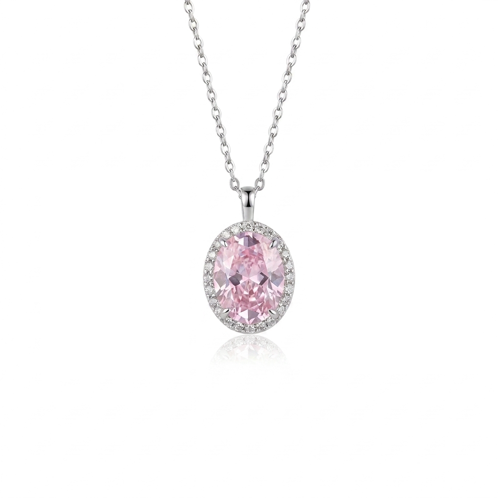 Women's Silver  925 Set with Sparkling Pink Stone