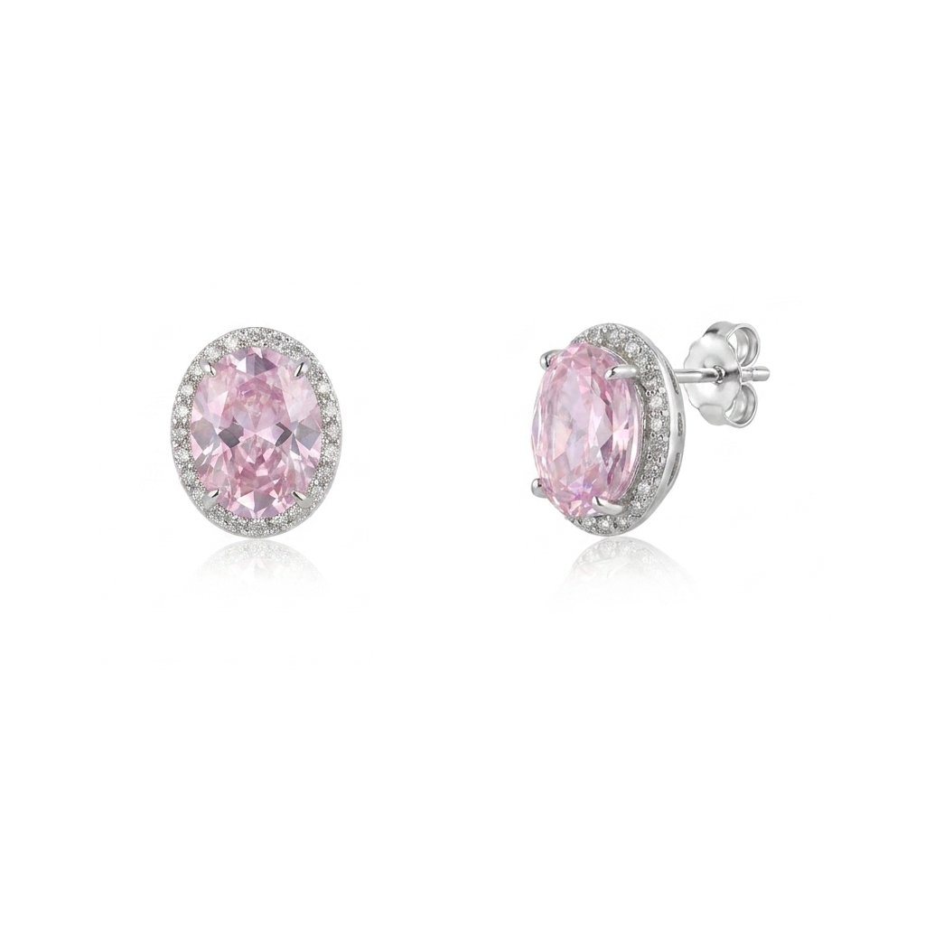 Women's Silver  925 Set with Sparkling Pink Stone