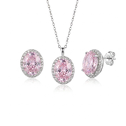 Women's Silver  925 Set with Sparkling Pink Stone