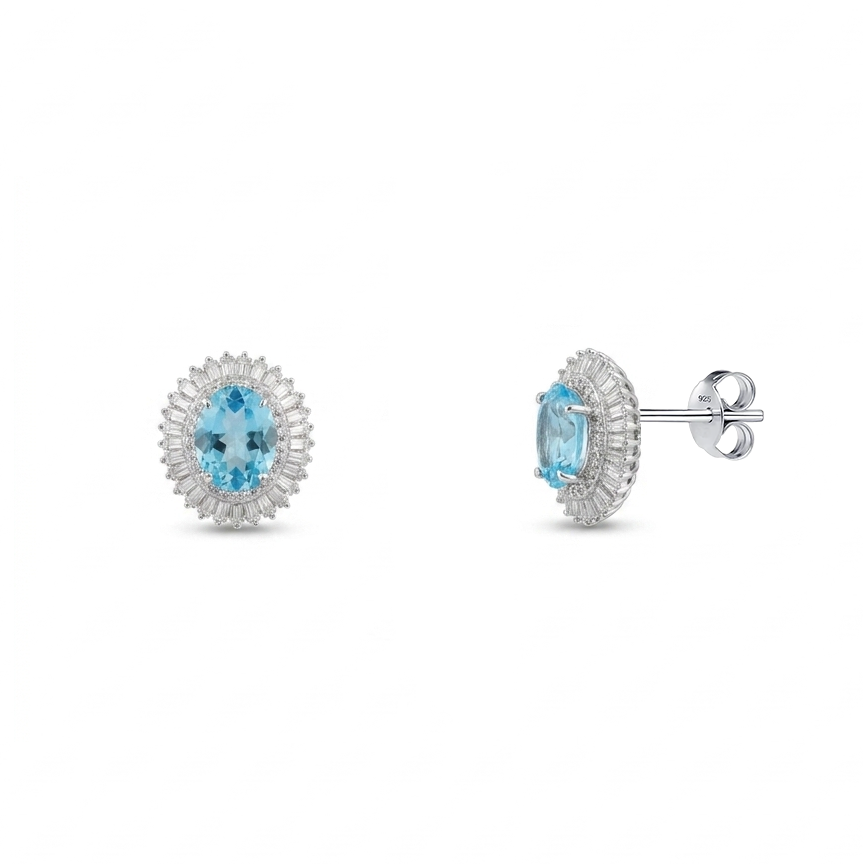 925 Silver Set with Sky Blue Stone.