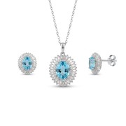 925 Silver Set with Sky Blue Stone.