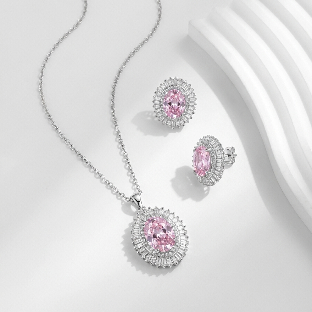 925 Silver Pink Set.