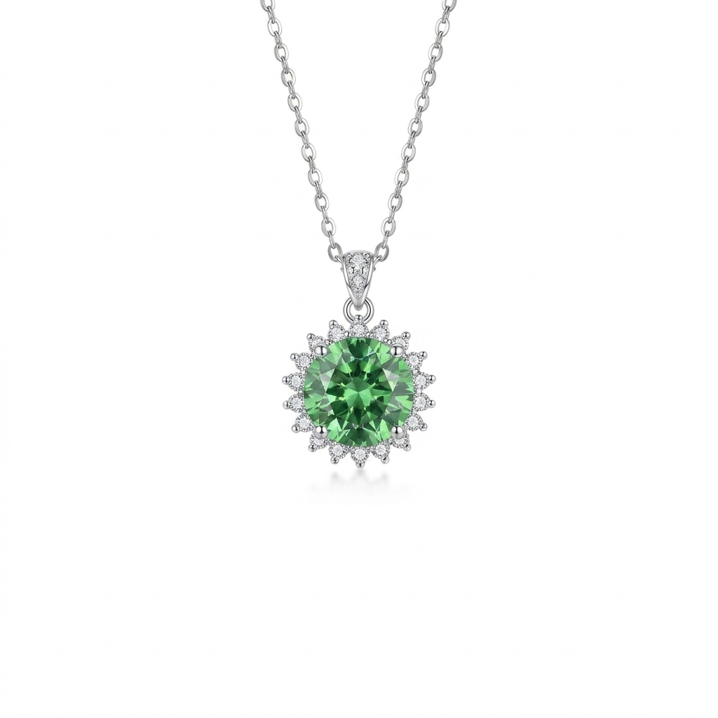 925 Silver Set in Emerald Green and Shiny Silver.