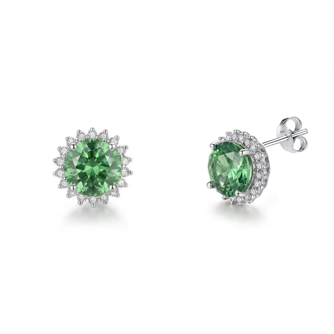 925 Silver Set in Emerald Green and Shiny Silver.