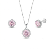 Women's Silver Set with Shiny Pink and Luxurious Silver