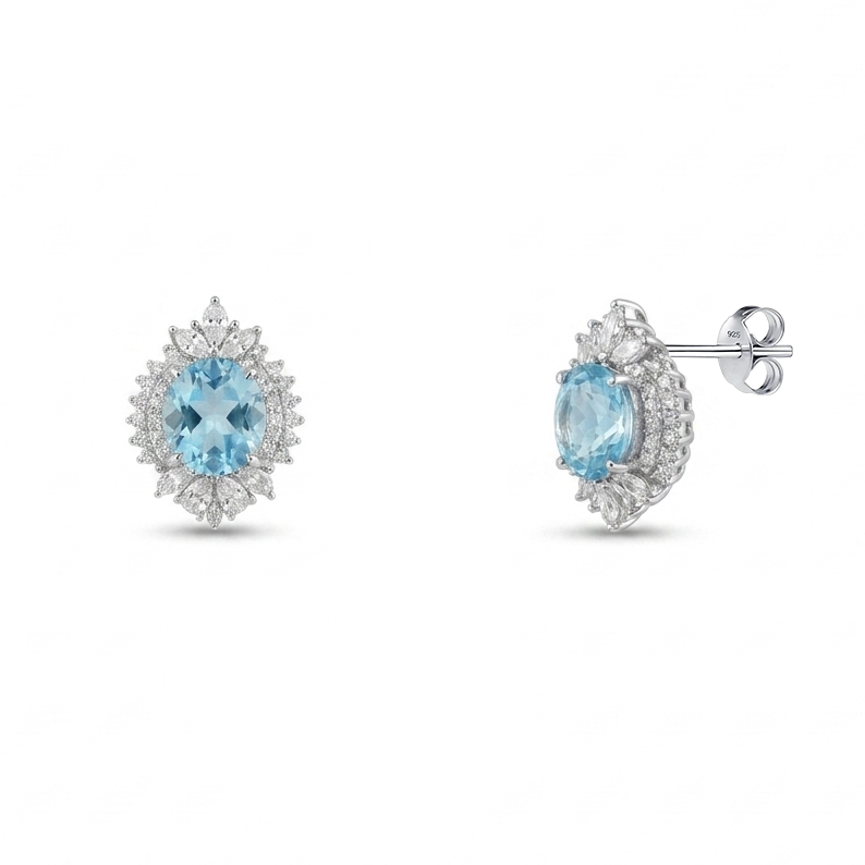 925 Silver Royal Blue Gem Jewelry Set