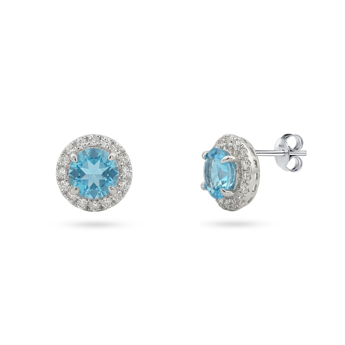 A 925 silver set featuring the “Blue Blossom” design with a sparkling blue stone