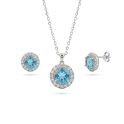 A 925 silver set featuring the “Blue Blossom” design with a sparkling blue stone
