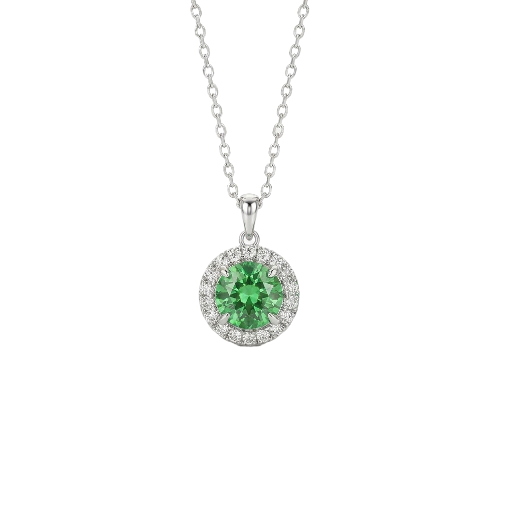 A 925 silver set featuring a modern and elegant design accented with a green stone.

