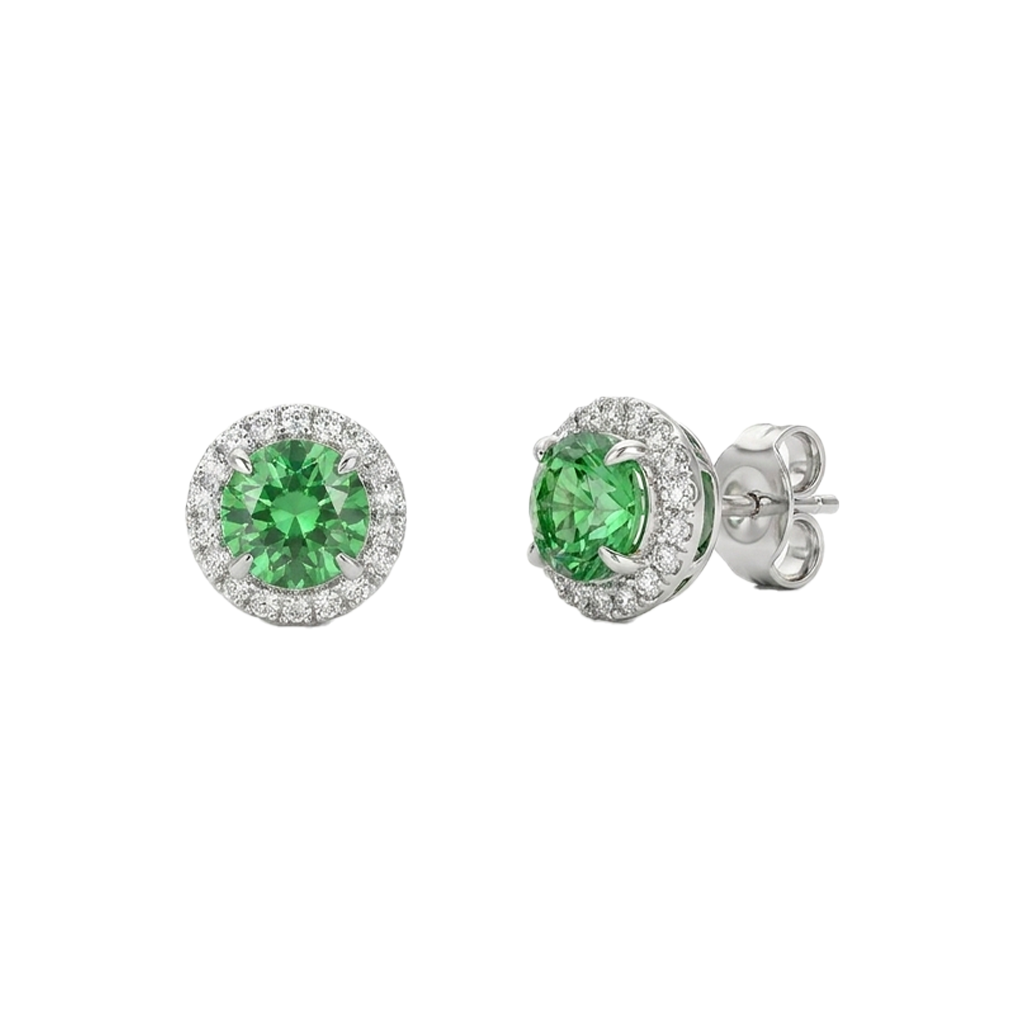 A 925 silver set featuring a modern and elegant design accented with a green stone.

