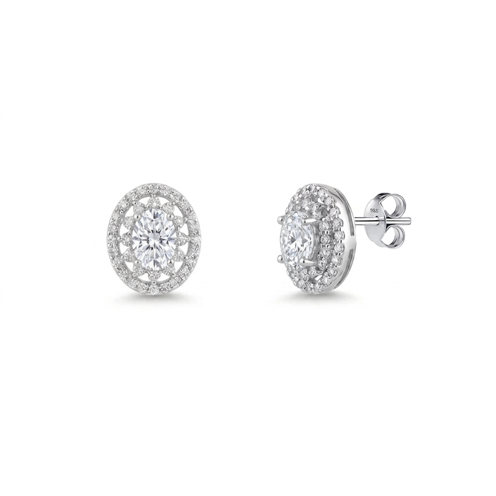 925 Silver Luxury Jewelry Set with Sparkling Stone – Necklace and Earrings