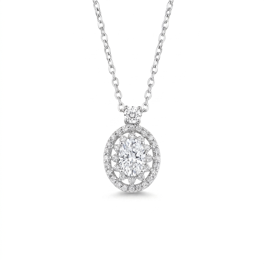 925 Silver Luxury Jewelry Set with Sparkling Stone – Necklace and Earrings