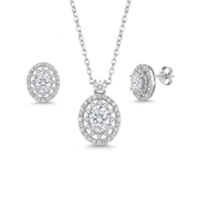 925 Silver Luxury Jewelry Set with Sparkling Stone – Necklace and Earrings