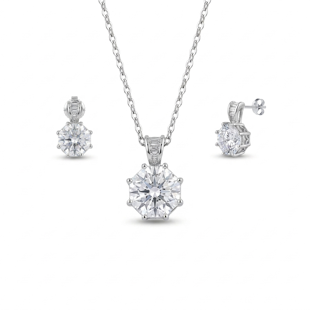 925 Silver Set with Sparkling Star Stone