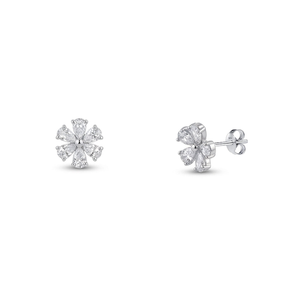 925 Silver Dangling Flower Design Set – Necklace and Earrings