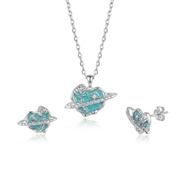 925 Silver Planet and Turquoise Heart Jewelry Set