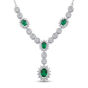925 Silver Necklace with Shiny Green Emerald Stone in a Royal Design