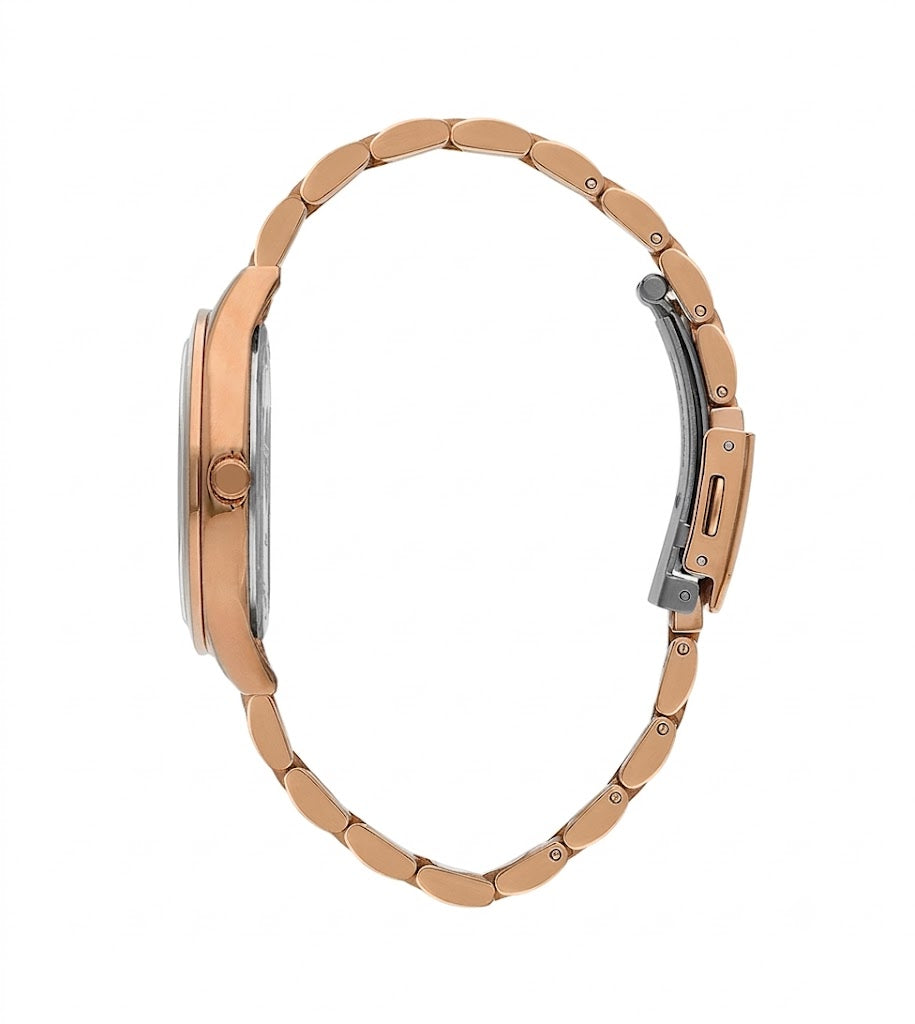 Lee Cooper Women’s Watch with Rose Gold Bracelet and Dark Blue Dial
