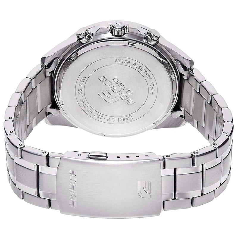 ساعة كاسيو إيديفيس كرونوجراف للرجال بسوار فضي و مينا أسود – EFR-552D-1AVUDF