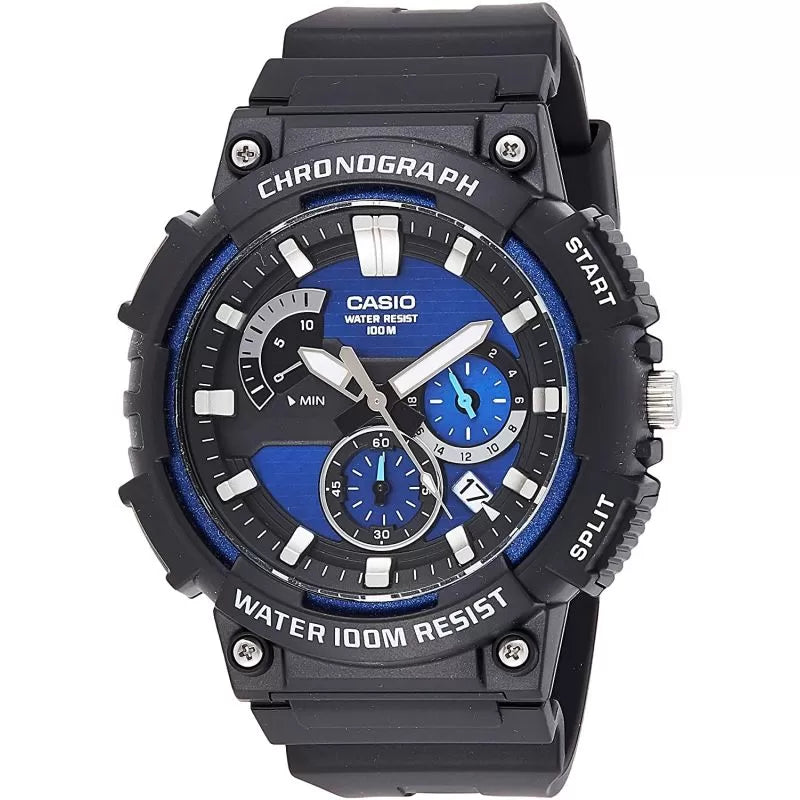 Casio Men's Watch Black Resin Strap Blue Dial MCW-200H-2AVDF