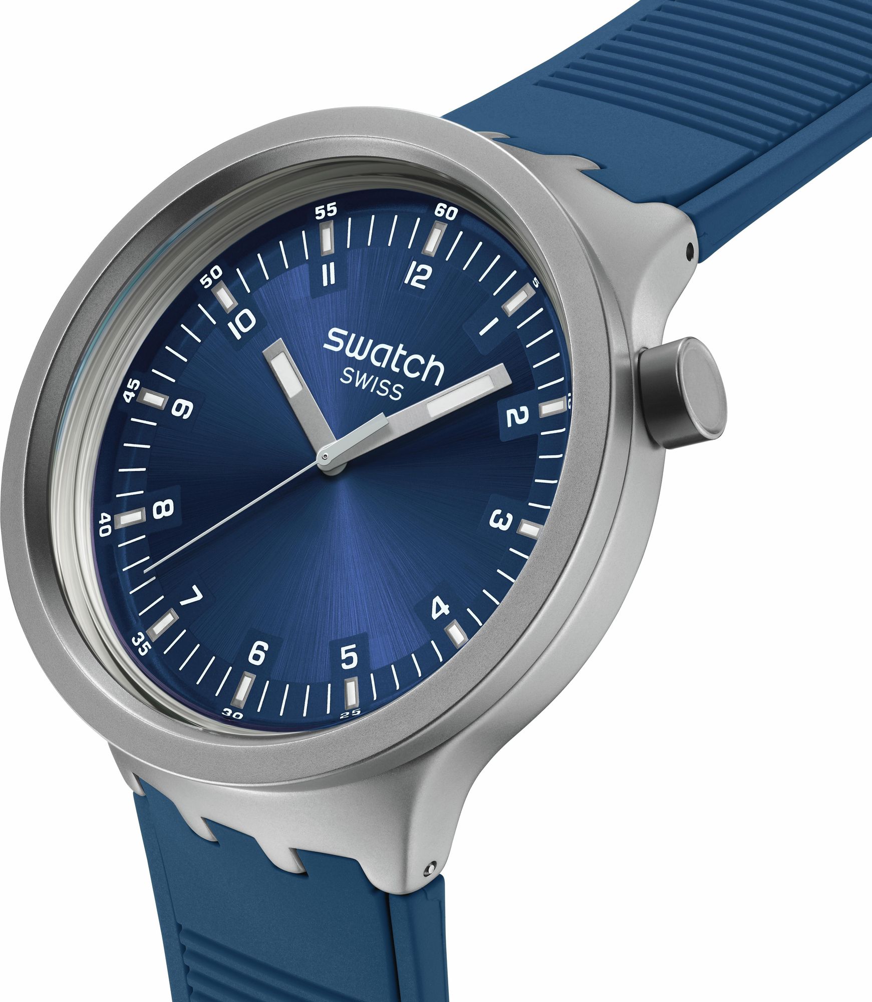 Swatch Men's Analog Watch – Navy Blue Dial & Navy Blue Silicone Strap
