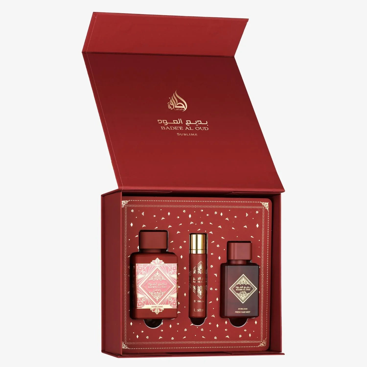 طقم عطر بديع العود من لطافة للجنسين أو دو بارفان 100 مل + 12 مل + 50 مل