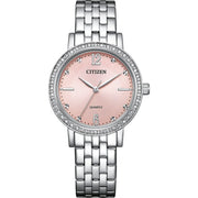 Citizen Quartz Women's Watch with Stainless Steel Bracelet and Pink Dial EL3100-55W