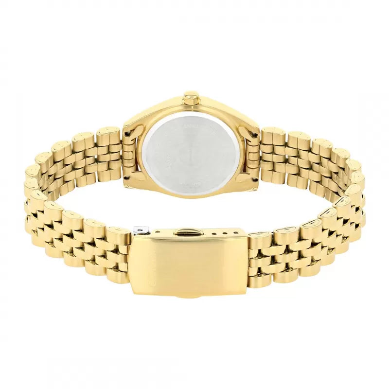 ساعة سيتيزن كوارتز للنساء بسوار من الستانلس ستيل الذهبي وميناء صدفي EU6062-50D