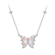925 Silver Necklace with a Shiny Colorful Butterfly