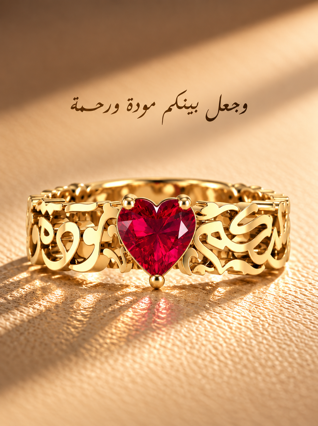 "W Ja'ala Baynakom Mawadda Wa Rahma" Red Stone Ring