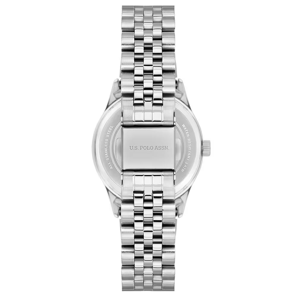 U.S. Polo Assn Women's Analog Watch – Green Dial & Silver Stainless Steel Bracelet