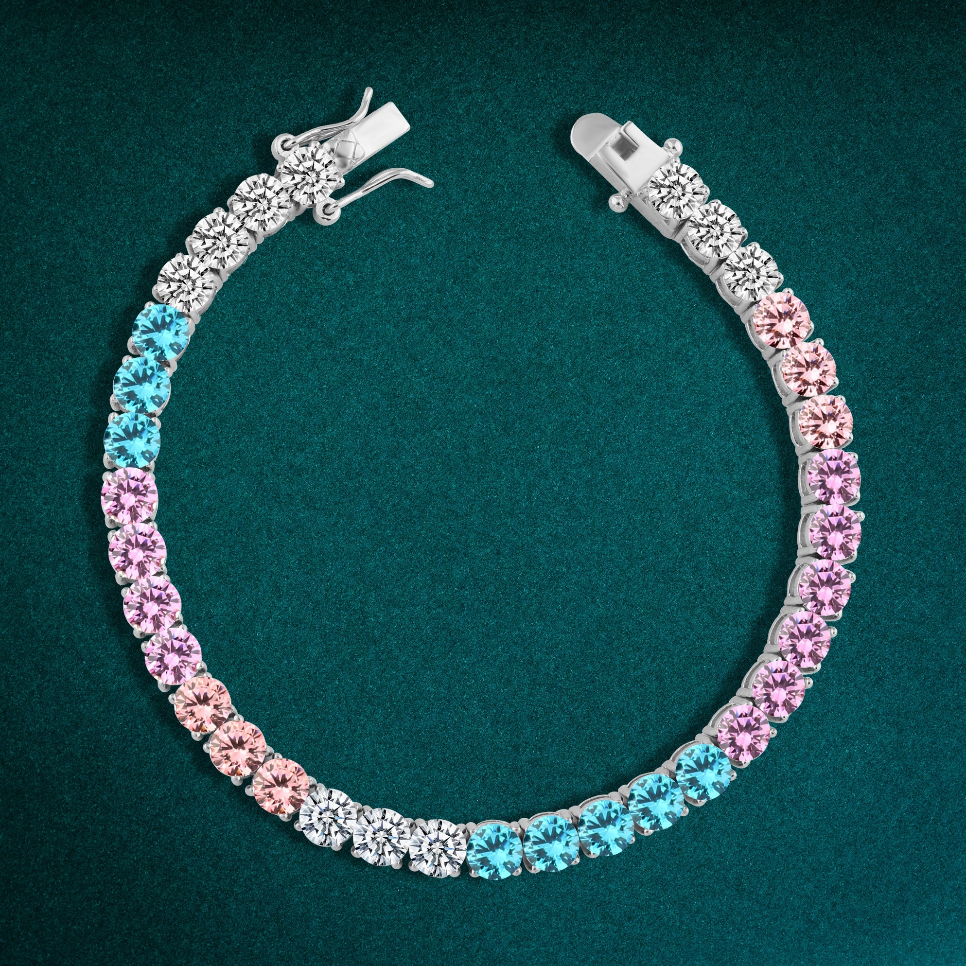 انسيال فضة عيار 925 بتصميم أحجار زركون متعددة الألوان