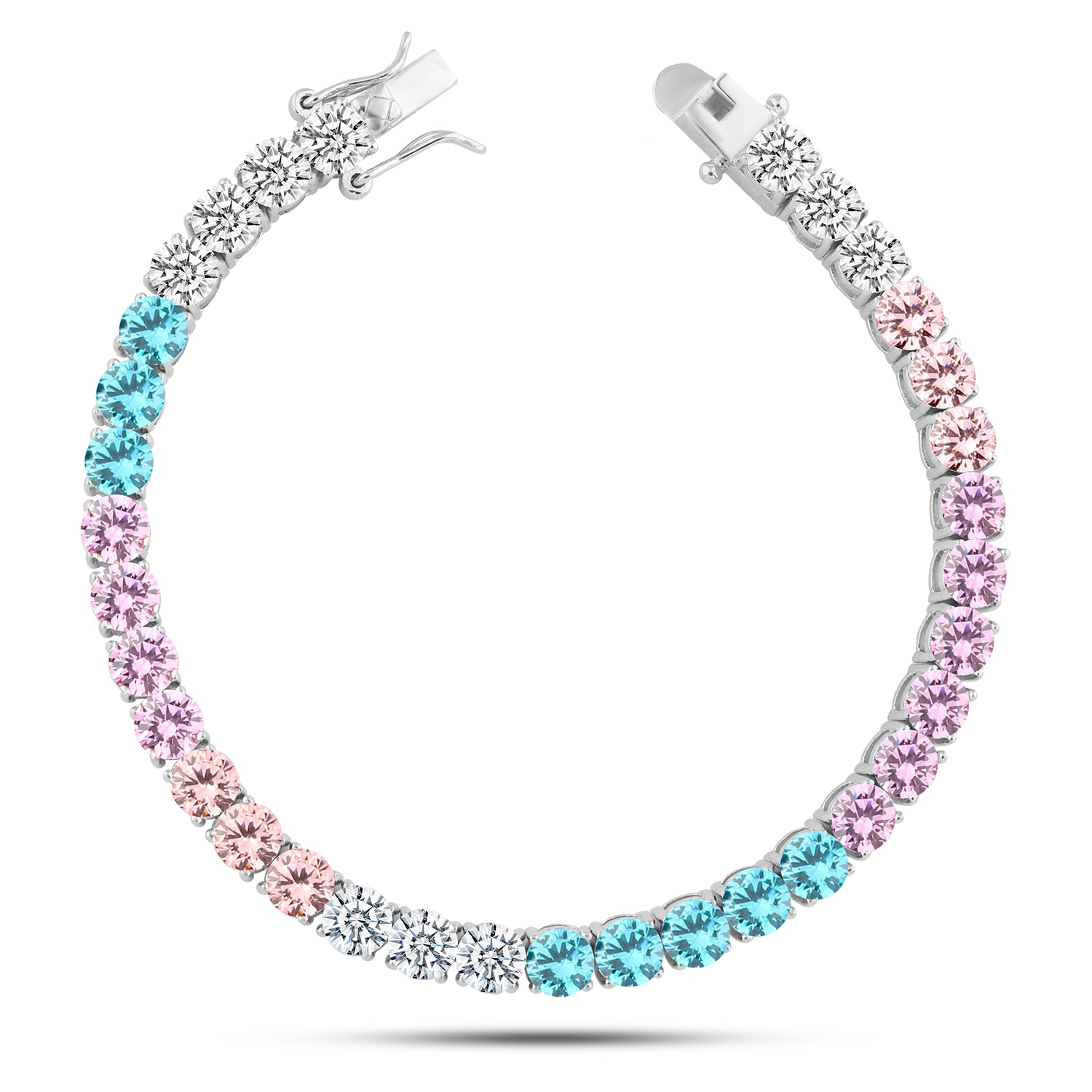 انسيال فضة عيار 925 بتصميم أحجار زركون متعددة الألوان