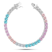 انسيال فضة عيار 925 بتصميم أحجار زركون متعددة الألوان