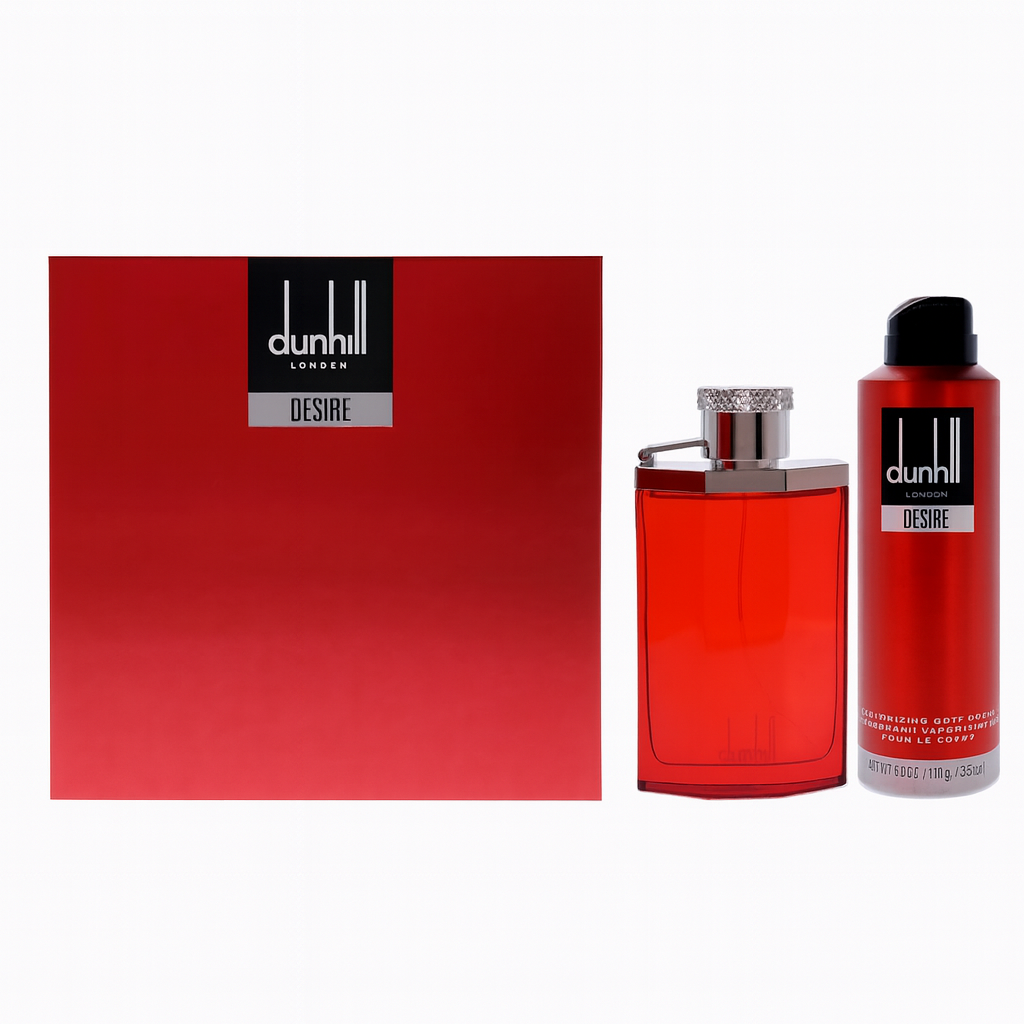 عطر ديزاير ريد للرجال من دانهيل – أو دو تواليت 100 مل مع بخاخ الجسم 226 مل