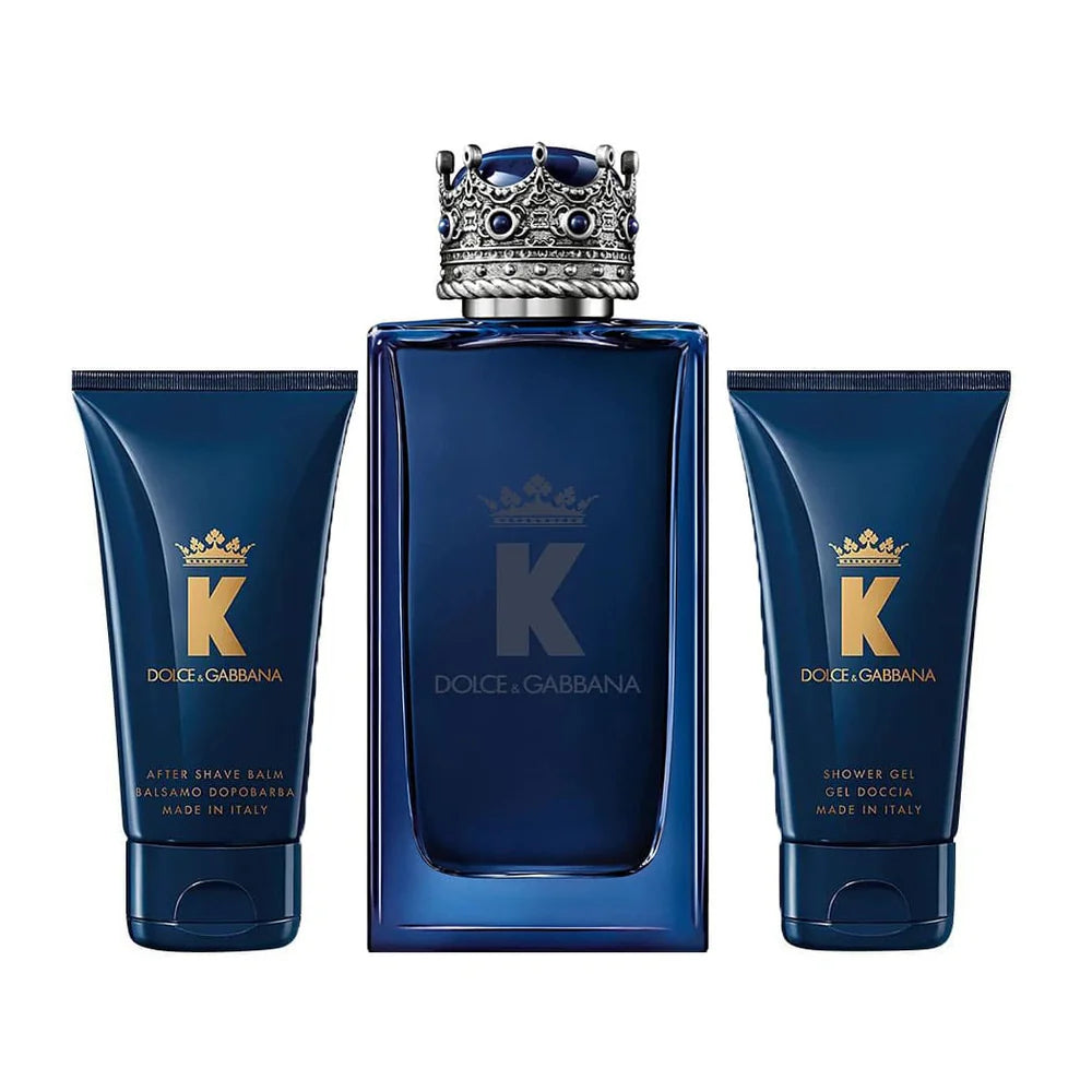 مجموعة عطر دولتشي آند غابانا كي للرجال أو دو تواليت 100 مل + بلسم ما بعد الحلاقة 50 مل + جل استحمام 50 مل