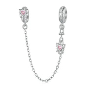 دلاية بسلسلة فضة عيار 925 بحجر قلب وردي