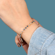 Gold-Plated 925 Silver Bracelet with Blue Gradients