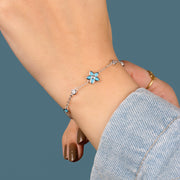 925 Silver Bracelet with a Turquoise Flower-Shaped Stone