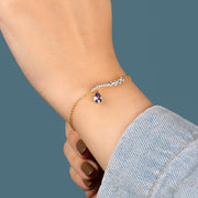 Gold-Plated 925 Silver Bracelet with a Dangling Purple Stone