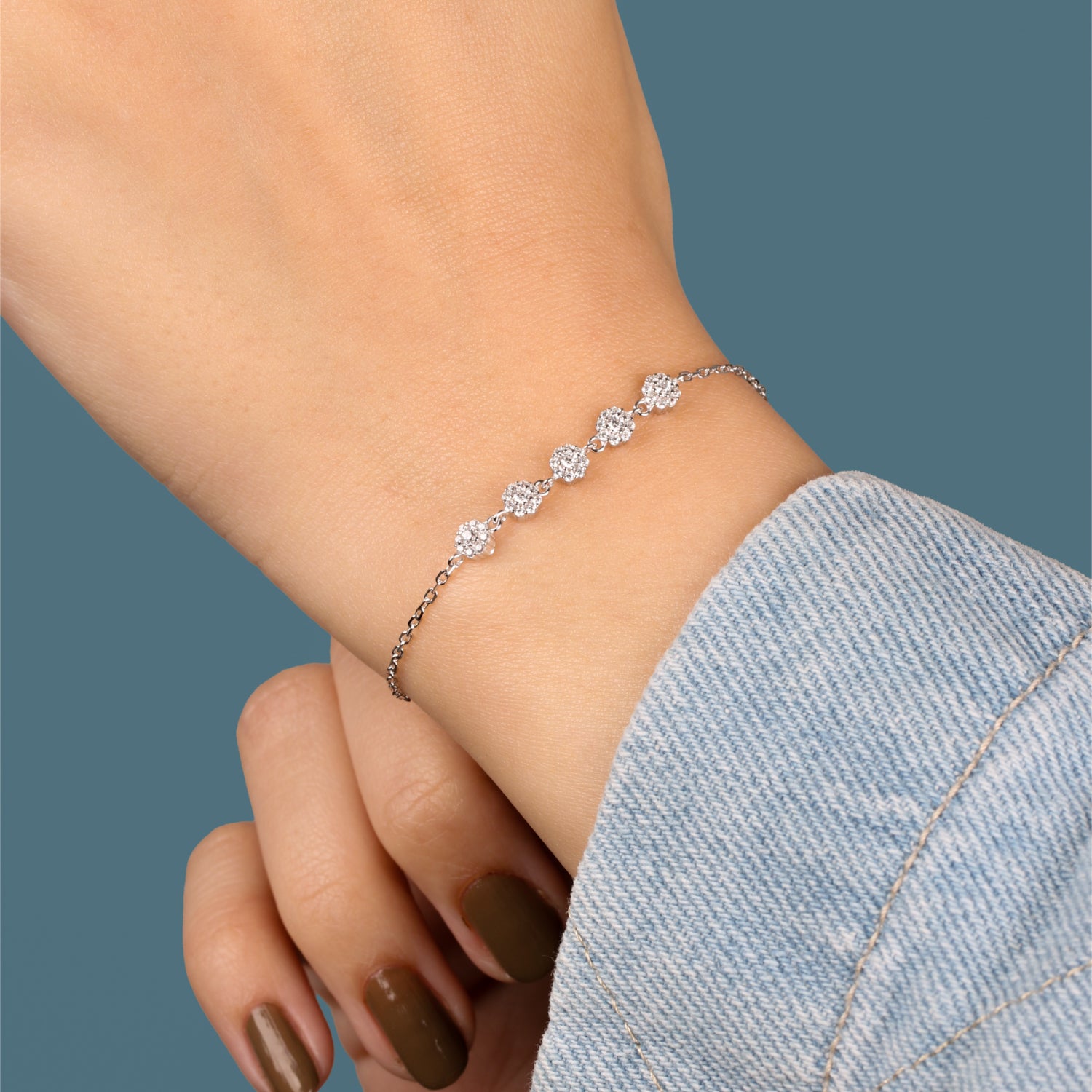 إنسيال فضة 925 مرصّع بزركون ورود صغيرة