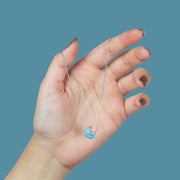 عقد الهلال والنجمة التركوازي فضة عيار 925