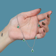 عقد اللوزة فضة عيار 925 مرصع بالزركون الاخضر