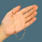 عقد بتصميم سلسه فضة عيار 925 مع احجار ياقوتية