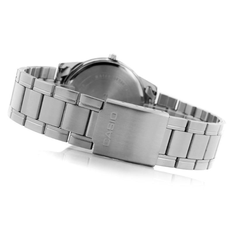 كاسيو ساعة رجالية سوار ستانلس ستيل أنالوج بعقارب قطرها 40 مم – فضي MTP-V001D-1BUDF