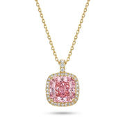Elegant Pink Stone 925 Silver Necklace Gold Plated